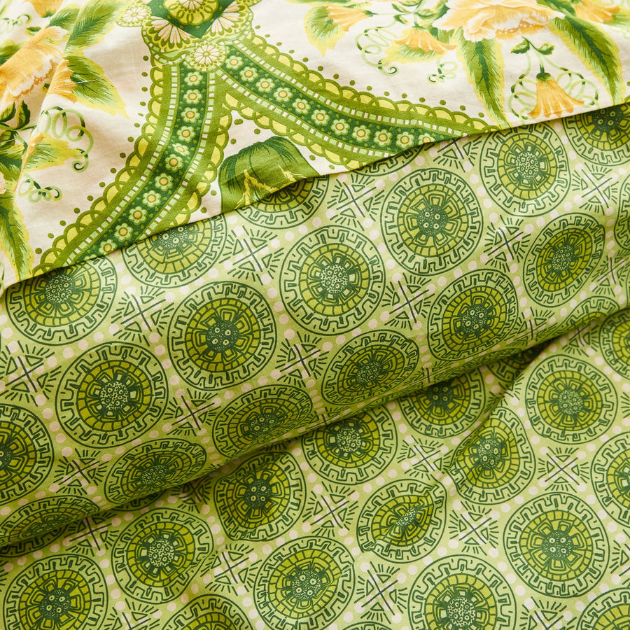 Gabriella Cotton Quilt Cover - Key Lime - Sage & Clare