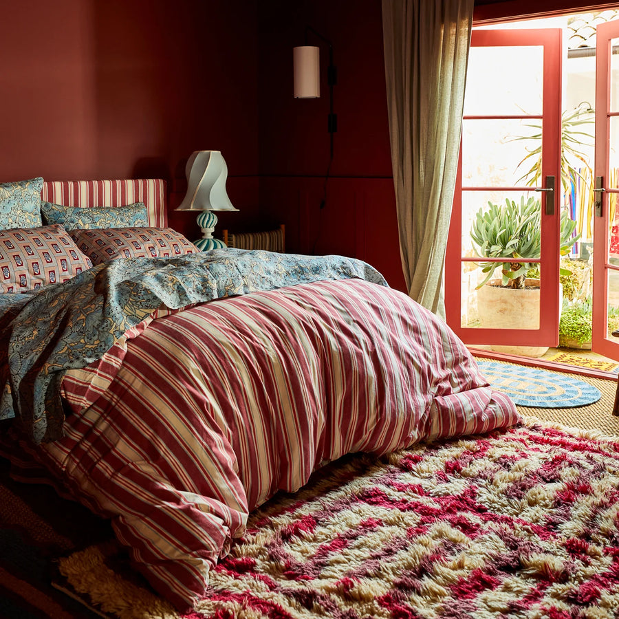 Selene Cotton Quilt Cover - Crimson - Sage & Clare