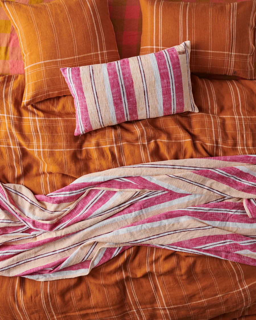 Santa Monica Pecan Tartan Linen Pillowcase Set - Kip & Co.