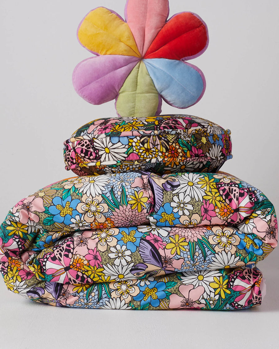 Bliss Floral Velvet Pea Cushion - Kip & Co.