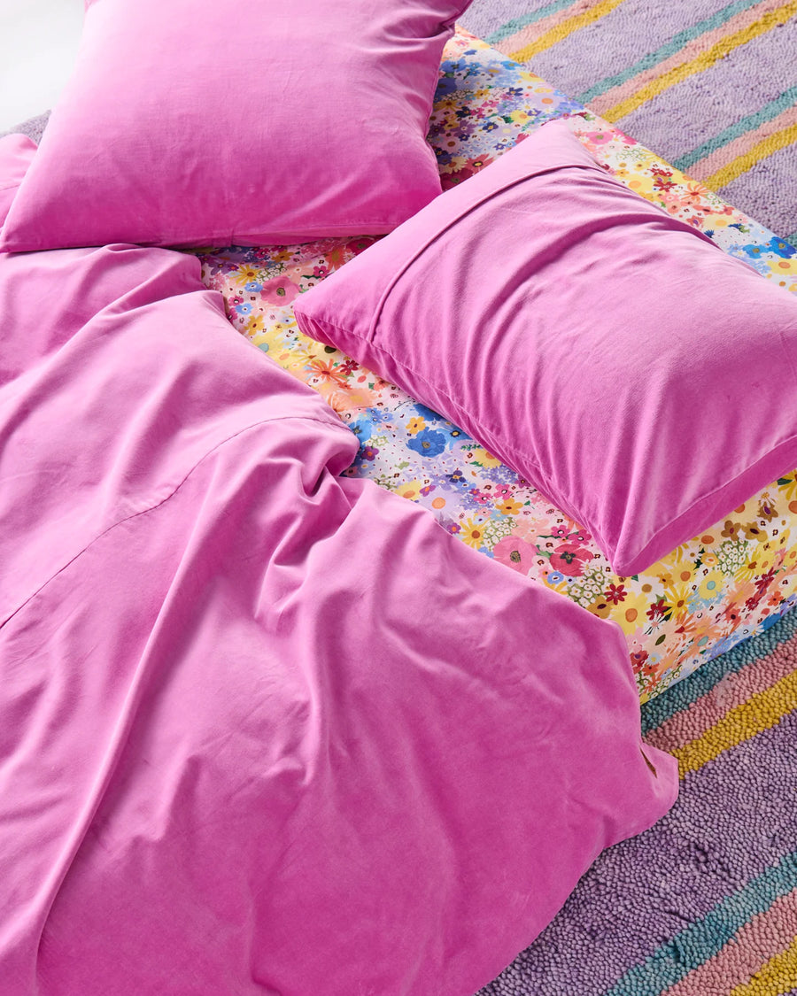 Super Pink Velvet European Pillowcase Set - Kip & Co.