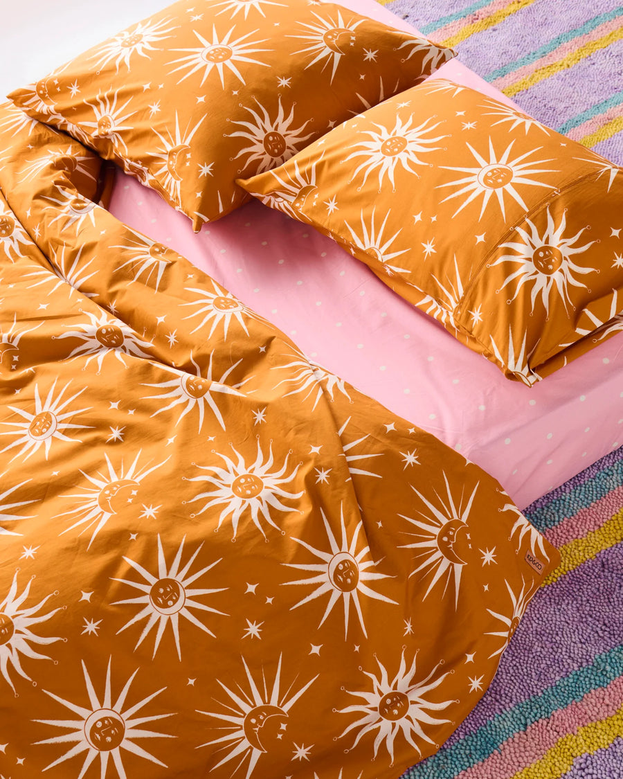Ray Of Light Ochre Organic Cotton Quilt Cover - Kip & Co.