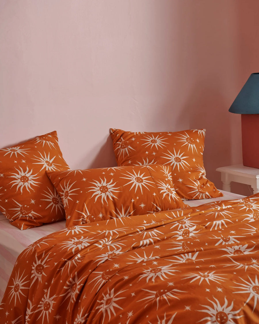 Ray Of Light Ochre Organic Cotton European Pillowcase Set - Kip & Co.
