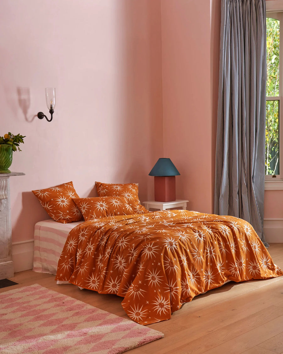 Ray Of Light Ochre Organic Cotton European Pillowcase Set - Kip & Co.