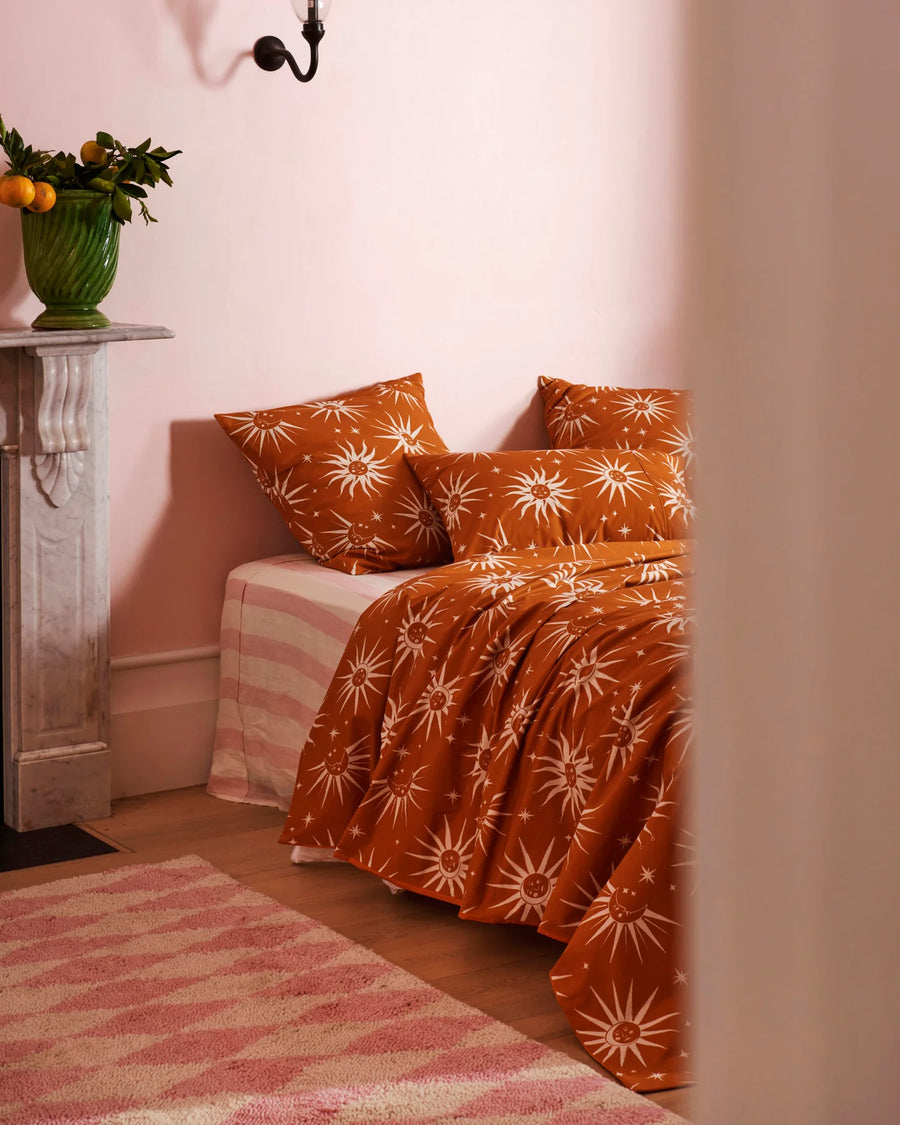 Ray Of Light Ochre Organic Cotton European Pillowcase Set - Kip & Co.