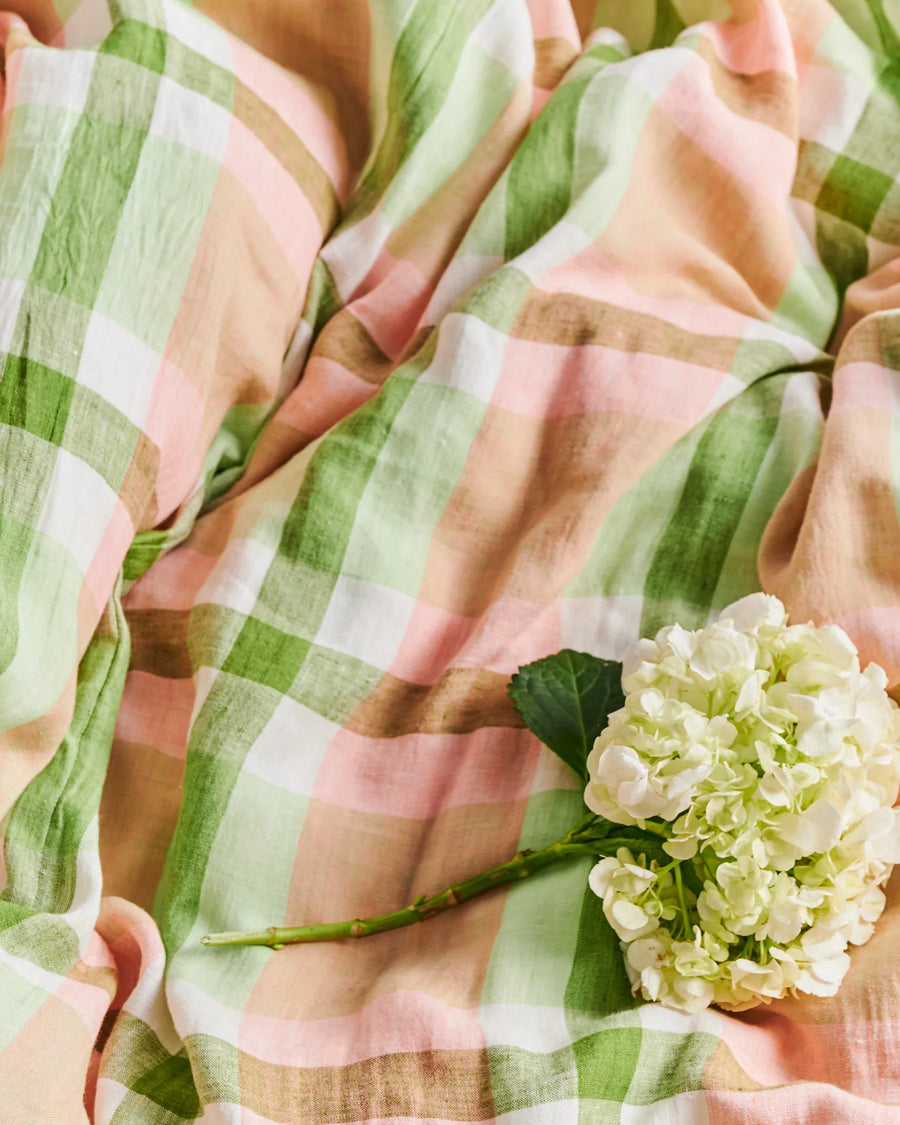 Pistachio Tartan Linen European Pillowcase Set - Kip & Co.