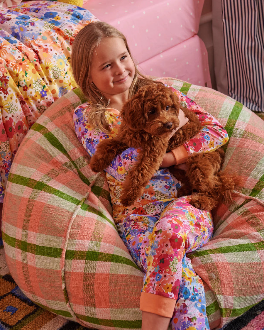 Pistachio Tartan Woven Beanbag - Kip & Co.