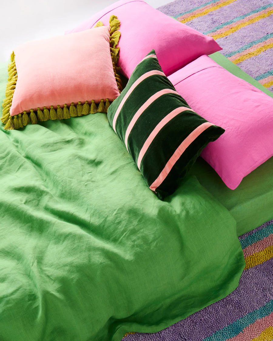 Tuscan Stripe Velvet Rectangle Cushion - Kip & Co.