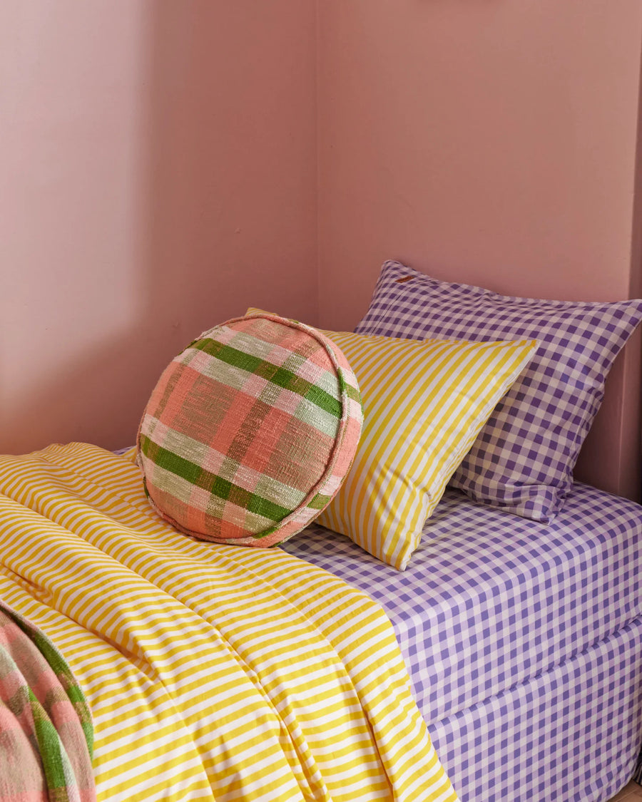 Pistachio Tartan Woven Pea Cushion -  Kip & Co.