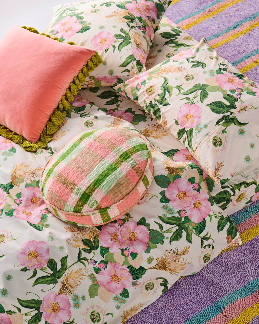 Pistachio Tartan Woven Pea Cushion -  Kip & Co.