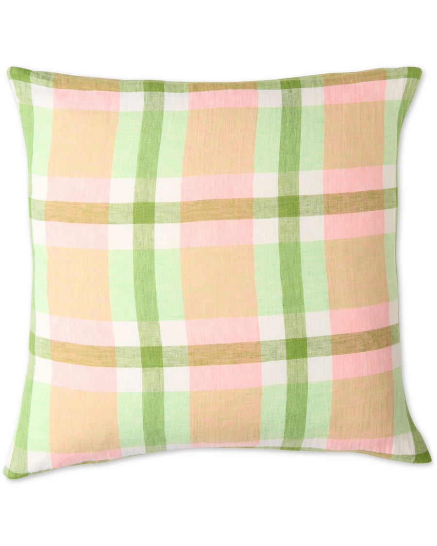 Pistachio Tartan Linen European Pillowcase Set - Kip & Co.