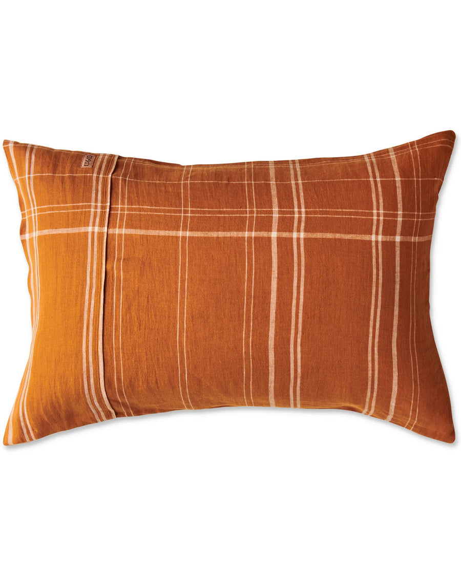 Santa Monica Pecan Tartan Linen Pillowcase Set - Kip & Co.