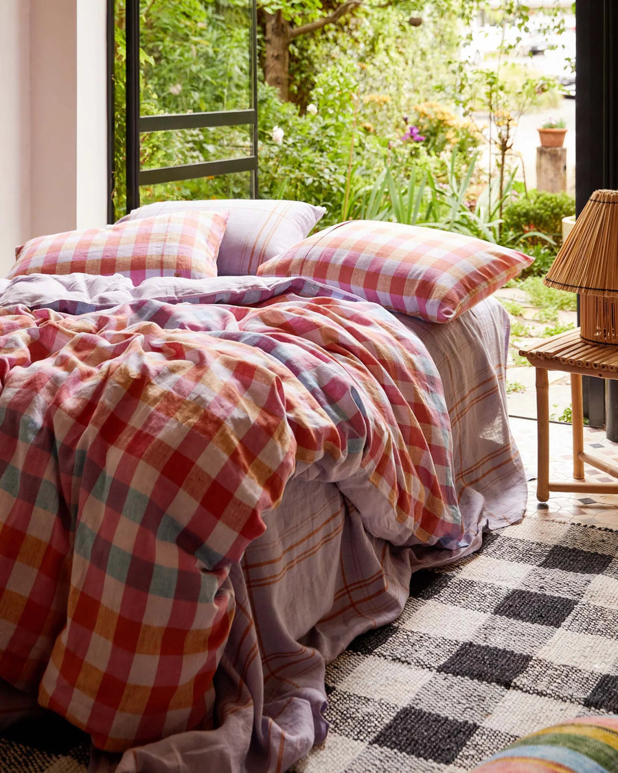 SUMMER CHECK LINEN PILLOWCASES - Kip & Co.