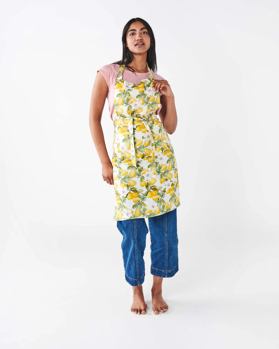 white lily apron SUMMER LILY WHITE LINEN APRON