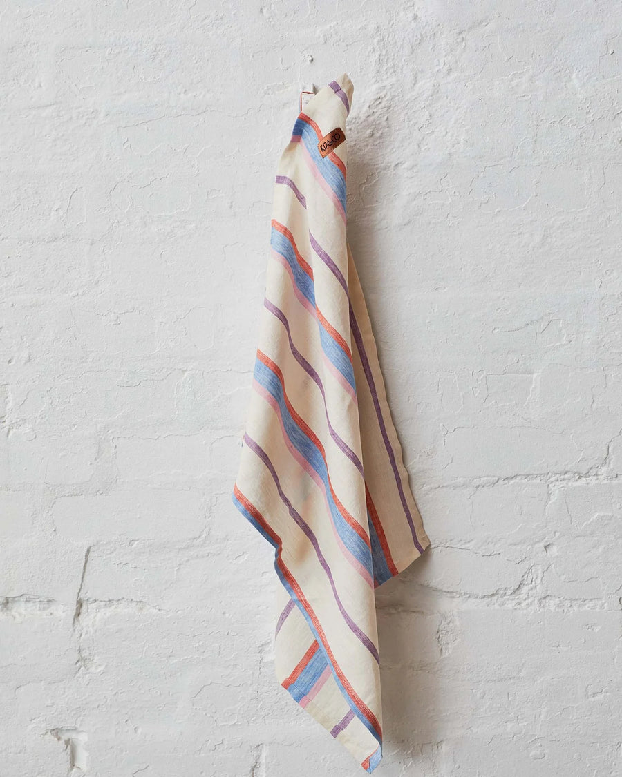 MALDIVES STRIPE LINEN TEA TOWEL - Kip & Co.