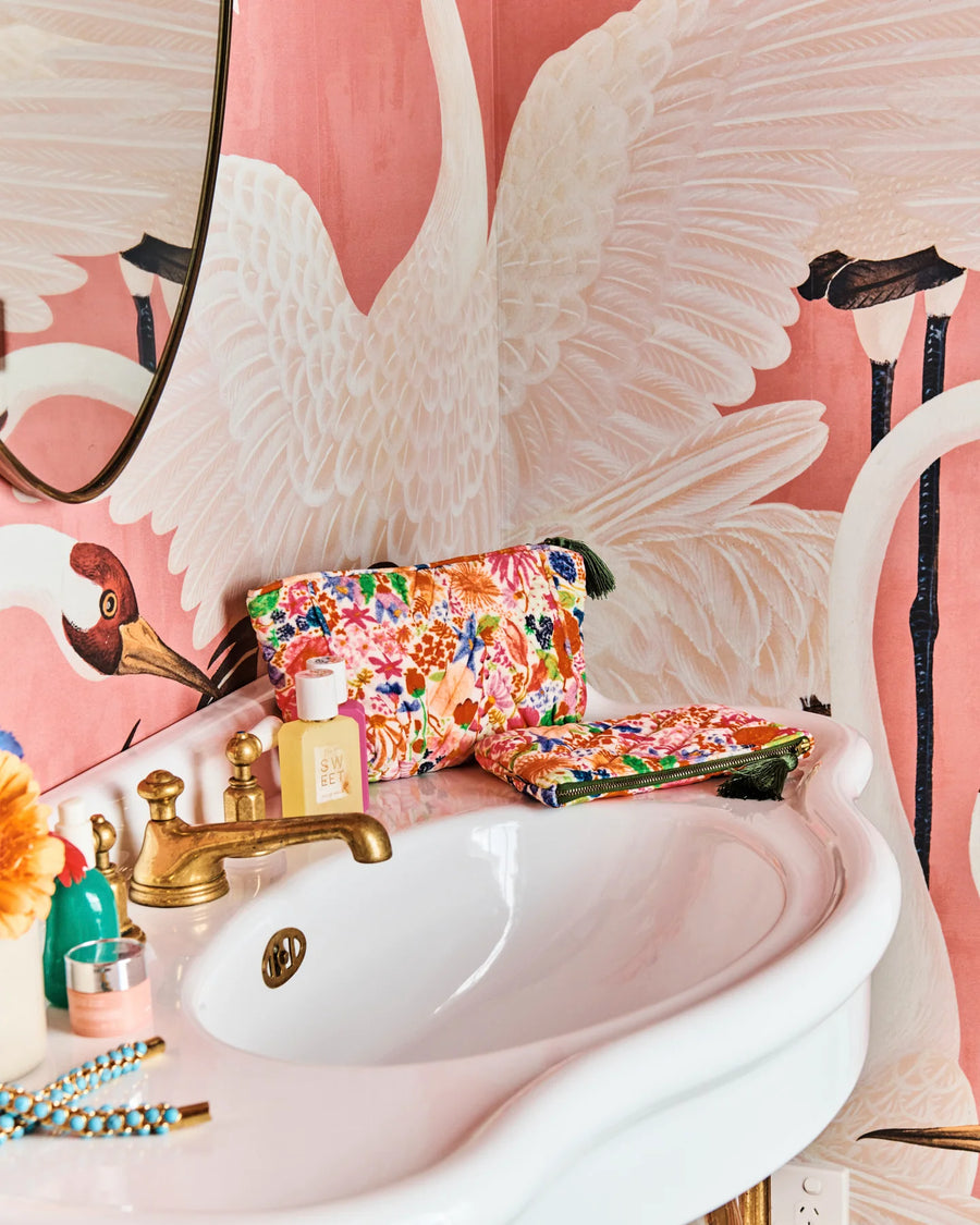 Meandering Meadow Velvet Toiletry Bag - Kip & Co.