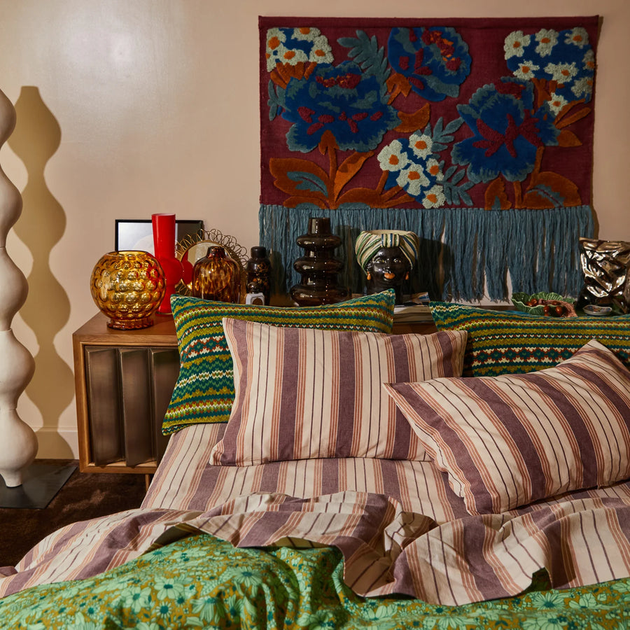 Brigitte Cotton Pillowcase Set - Mahogany - Sage & Clare