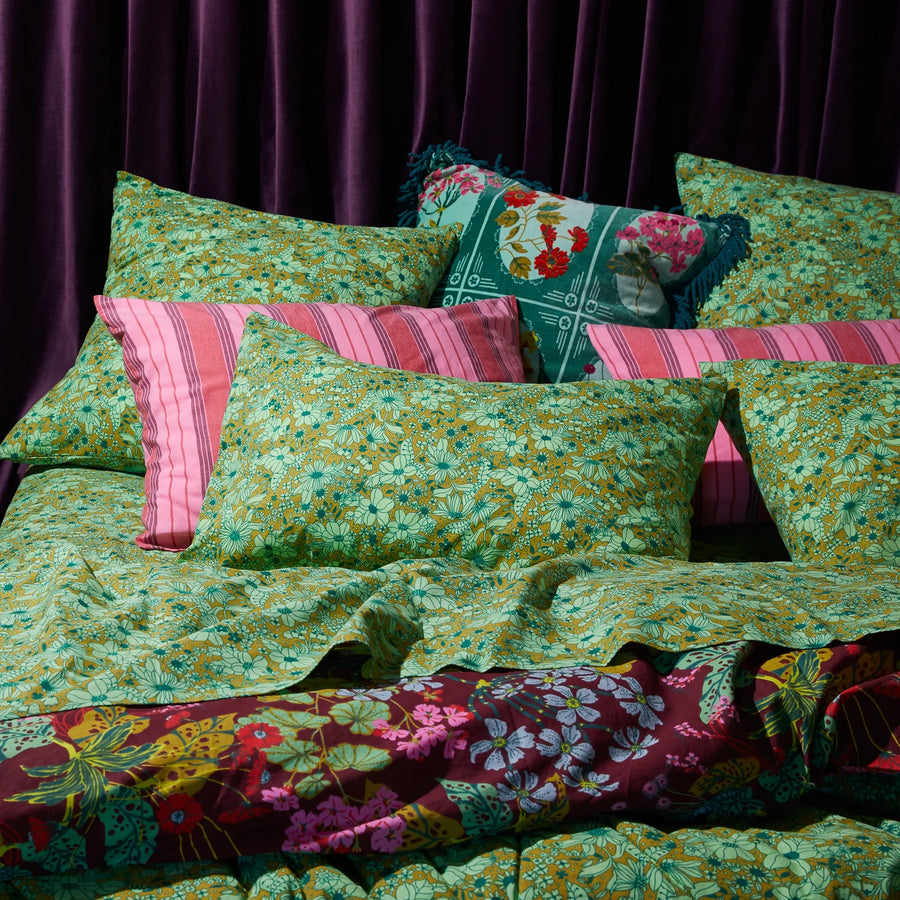 Evette Cotton Pillowcase Set - Olive - Sage & Clare