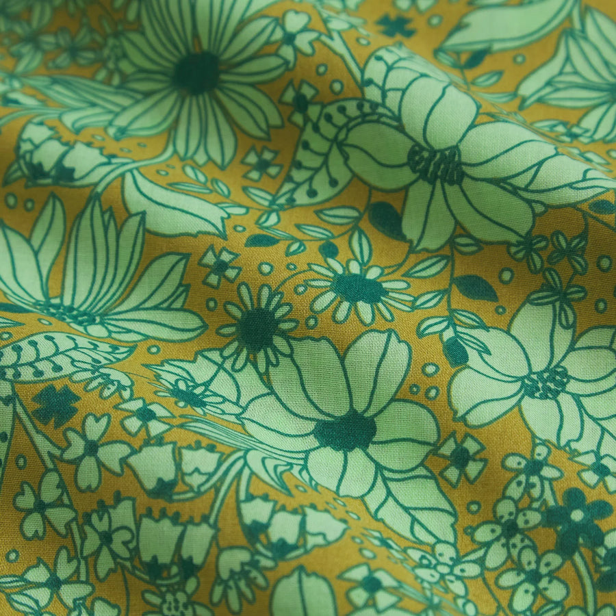 Evette Cotton Quilt Cover - Olive - Sage & Clare