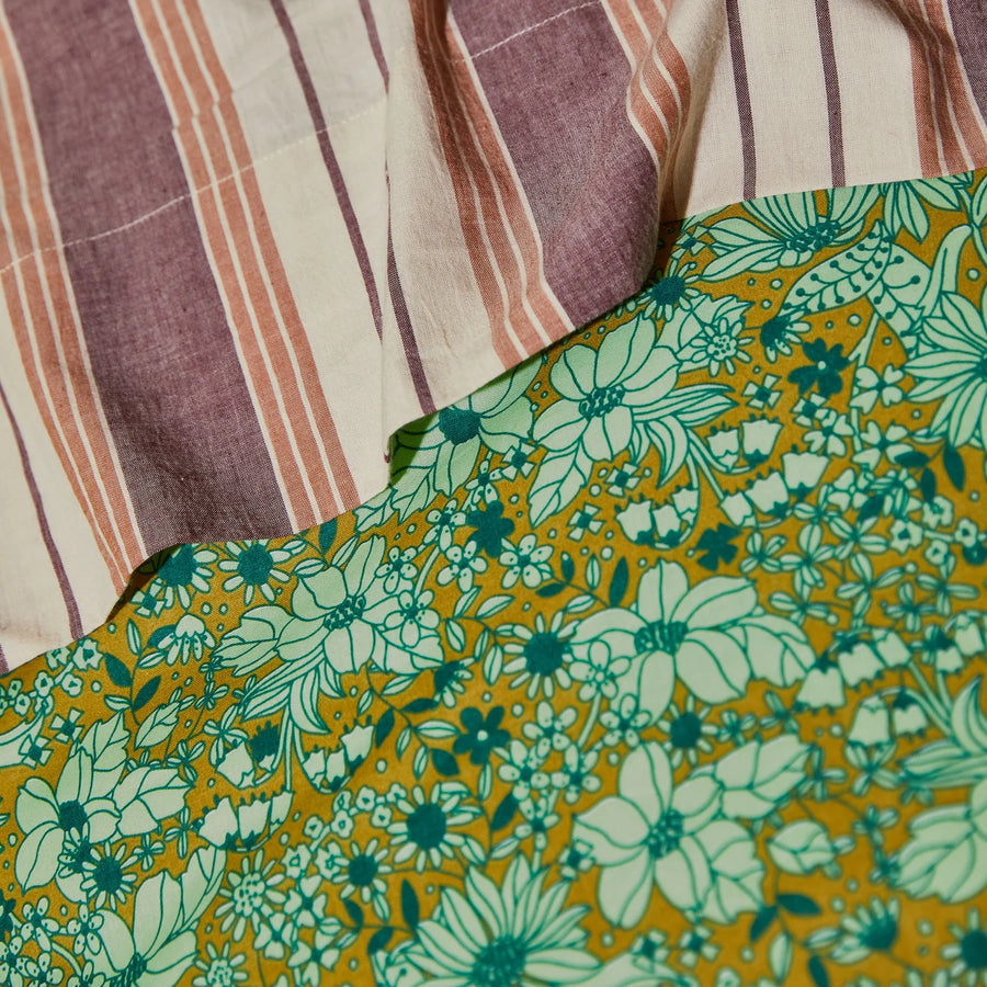 Evette Cotton Quilt Cover - Olive - Sage & Clare