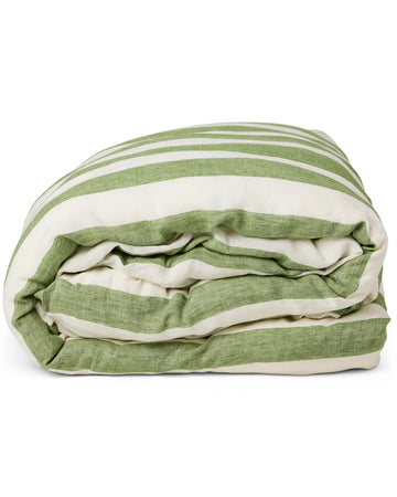 Moss Stripe Linen Quilt Cover - Kip & Co.