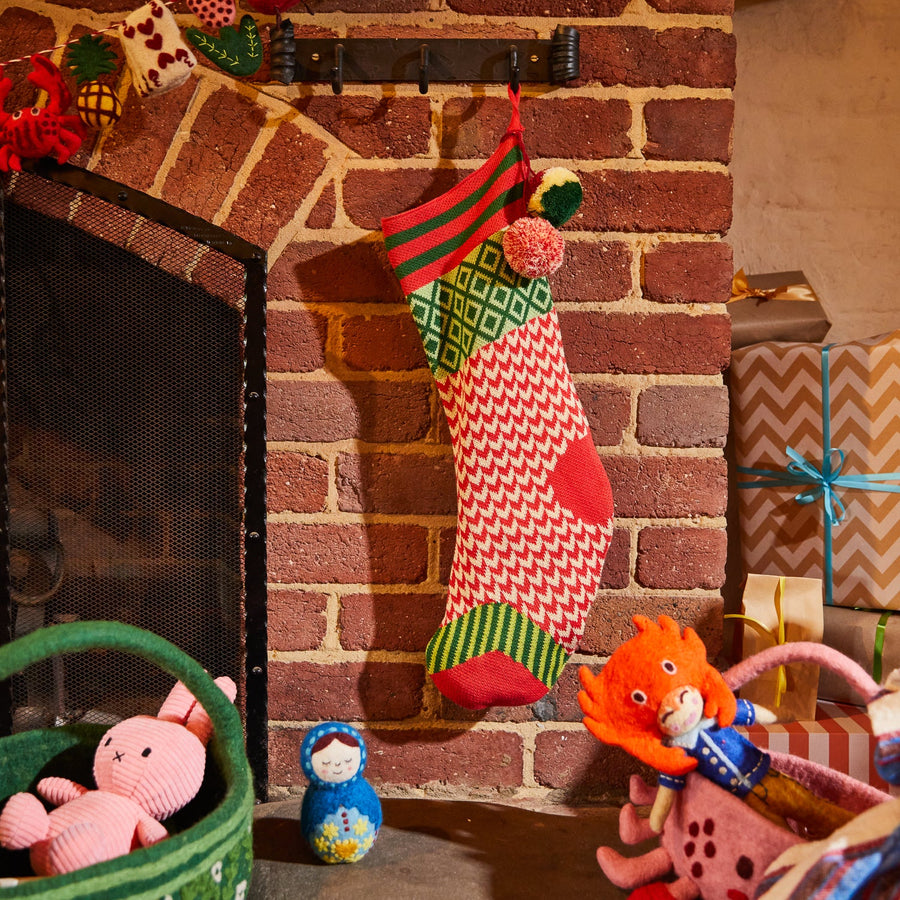 Palmina Knitted Stocking - Crimson - Sage & Clare