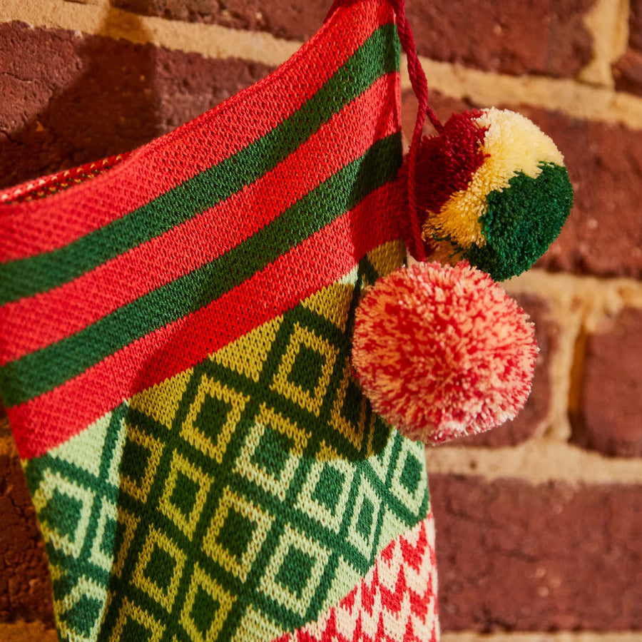 Palmina Knitted Stocking - Crimson - Sage & Clare