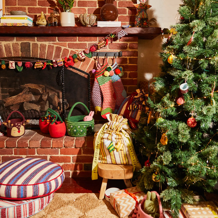 Palmina Knitted Stocking - Crimson - Sage & Clare