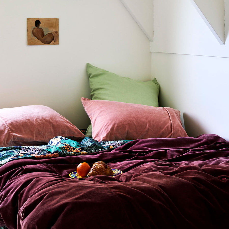 Shrimp Velvet Pillowcase Set - Kip & Co.