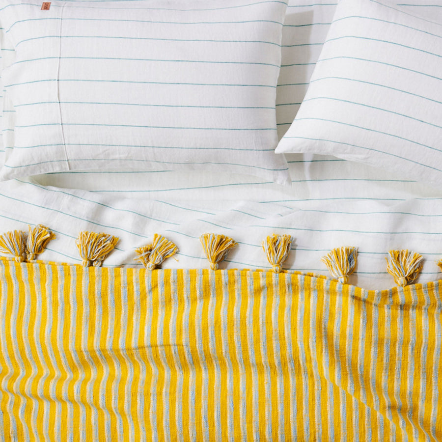 Minty Stripe Linen European Pillowcase - Kip & Co.