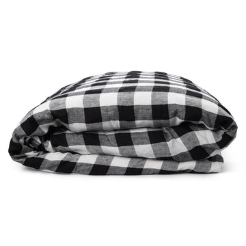 Black & White Gingham Linen Quilt Cover - Kip & Co.