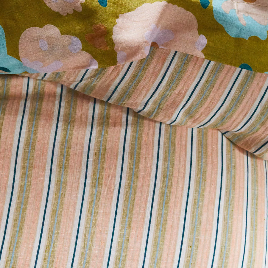 Beckett Linen Quilt Cover - Cantaloupe - Sage & Clare