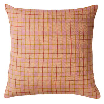 Isabel Check Linen Euro Pillowcase Set - Bellini - Sage & Clare