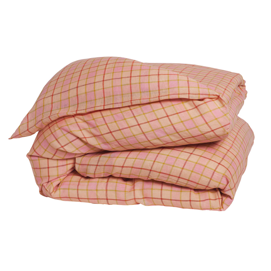Isabel Check Linen Quilt Cover - Bellini - Sage & Clare