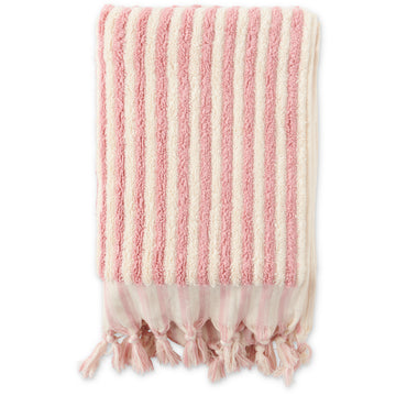 Rose & White Stripes Bath Towel - Kip & Co.