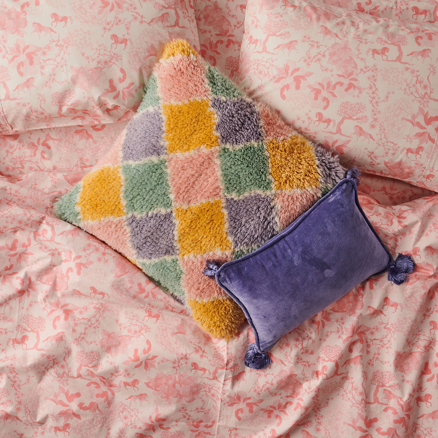 Harlequin Pastel Wool Shag Cushion - Kip & Co.