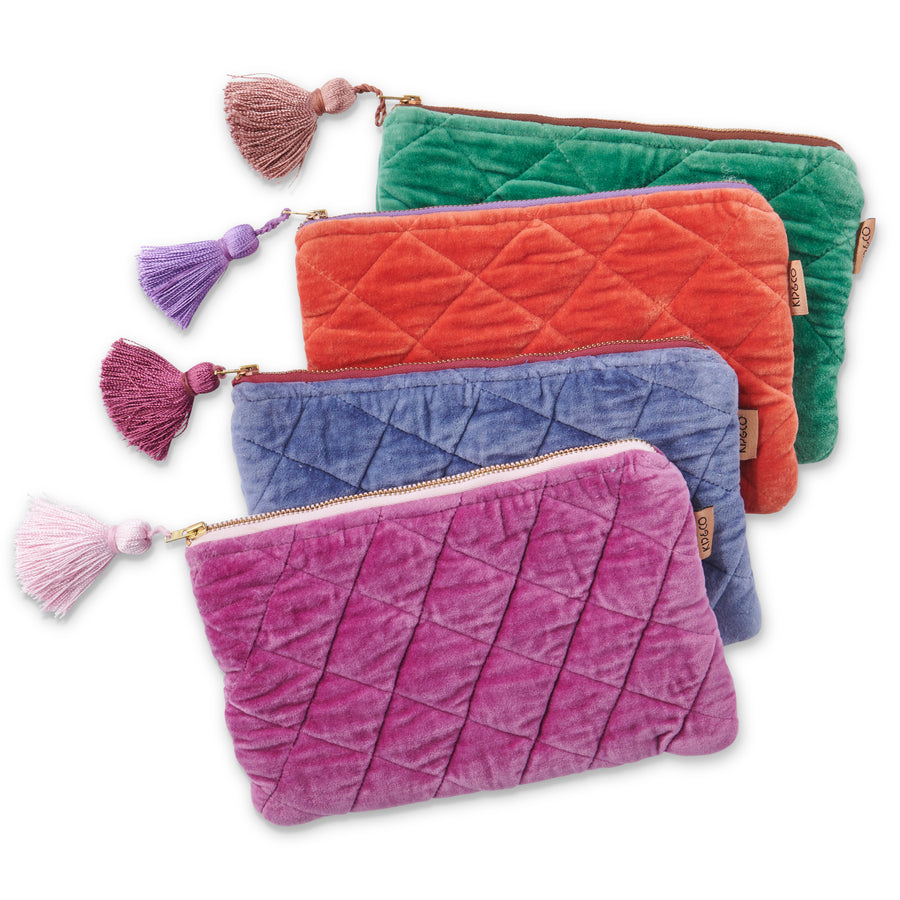 Glamour Quilted Velvet Cosmetics Purse - Kip & Co.
