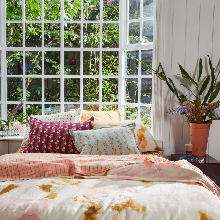 Lilou Linen Quilt Cover - Peach - Sage & Clare
