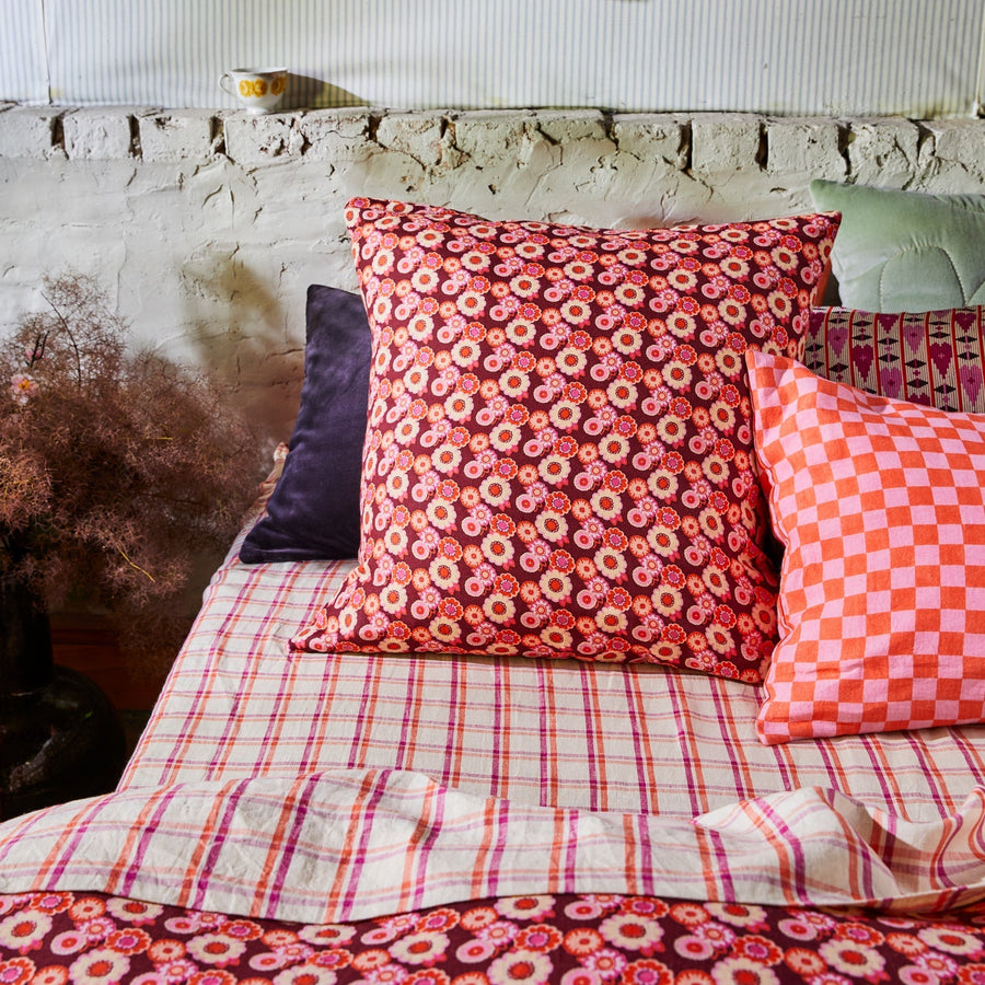 Mollie Linen Euro Pillowcase Set - Rosewood - Sage & Clare