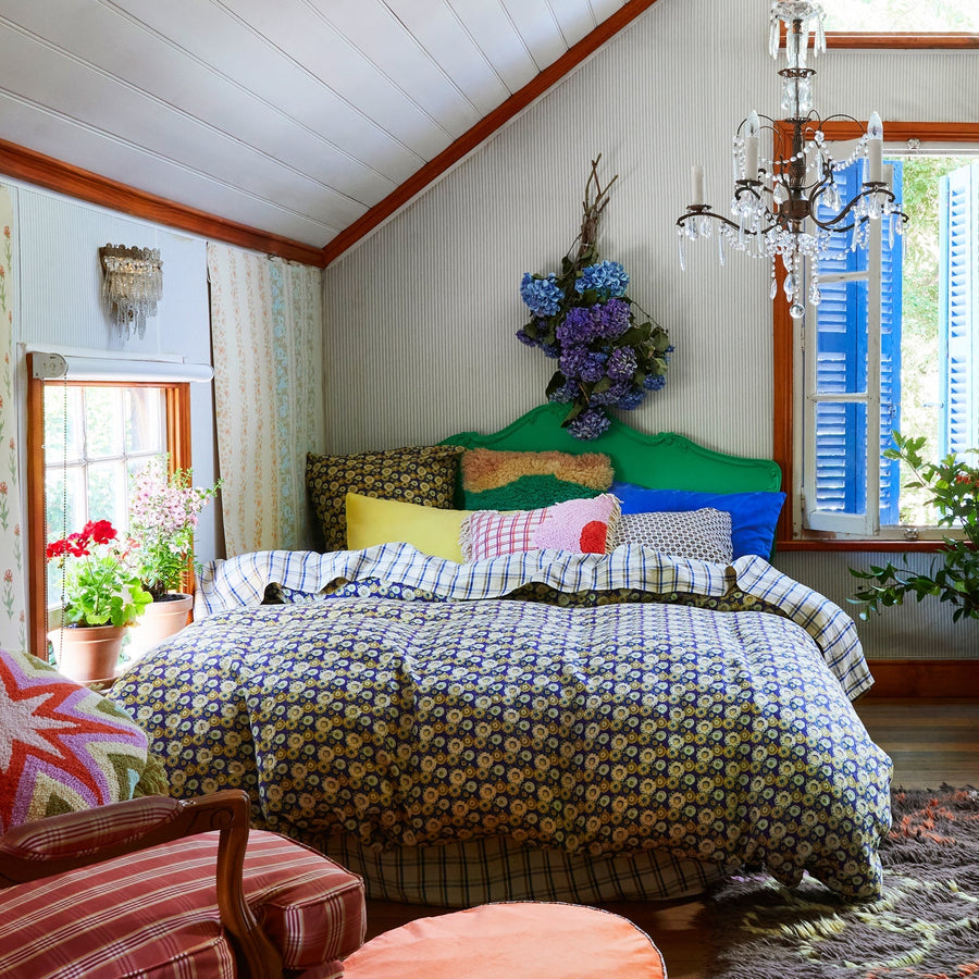 Mollie Linen Quilt Cover - Indigo - Sage & Clare