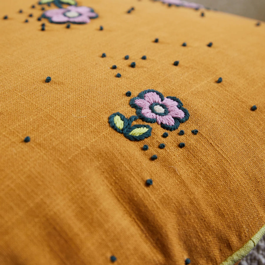 Otley Embroidered Cushion - Fudge - Sage & Clare