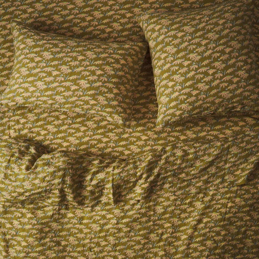 Hayle Linen Euro Pillowcase Set - Olive - Sage & Clare