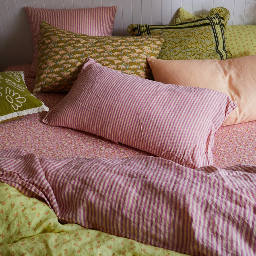 Hayle Linen Pillowcase Set - Olive - Sage & Clare
