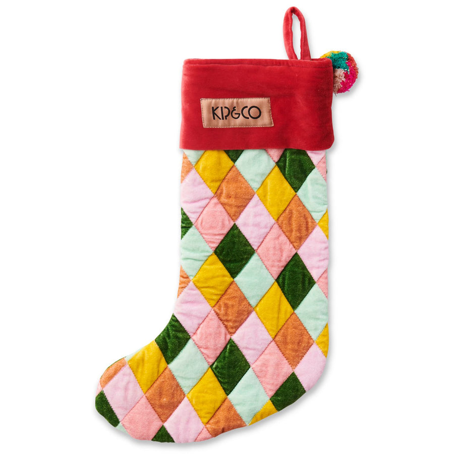 Christmas Velvet Harlequin Stocking - Kip & Co.