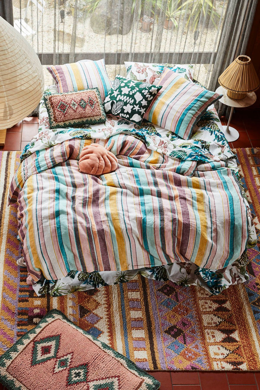 Hat Trick Woven Stripe Linen Quilt Cover - Kip & Co.