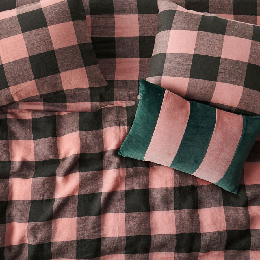 Tuscan Gingham Linen Quilt Cover - Kip & Co.