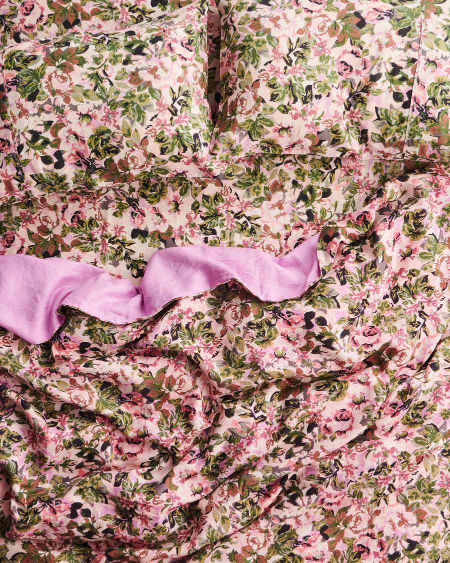 Garden Path Floral Linen Quilt Cover - Kip & Co.
