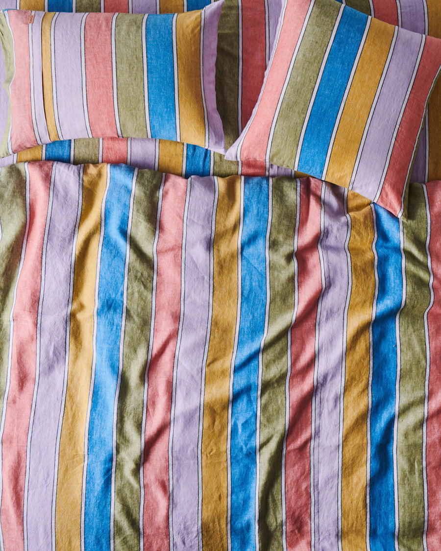 Majorca Stripe Woven Linen Quilt Cover - Kip & Co.
