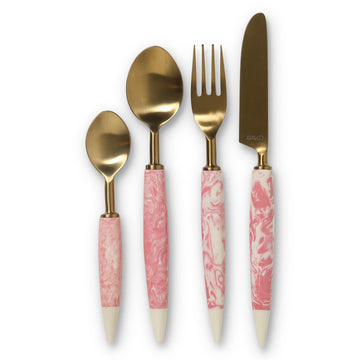 Pink Marble Cutlery Set of 4 - Kip & Co.