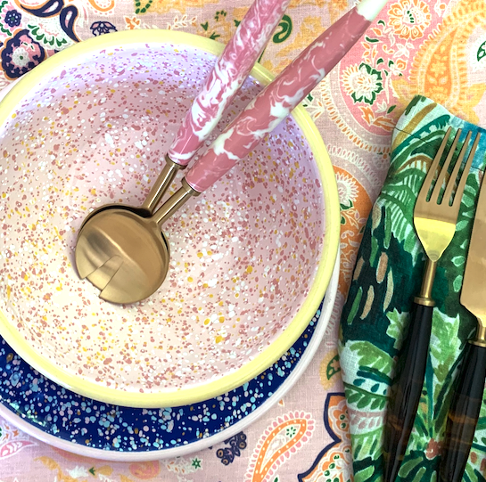 Pink Marble Salad Servers  - Kip & Co.
